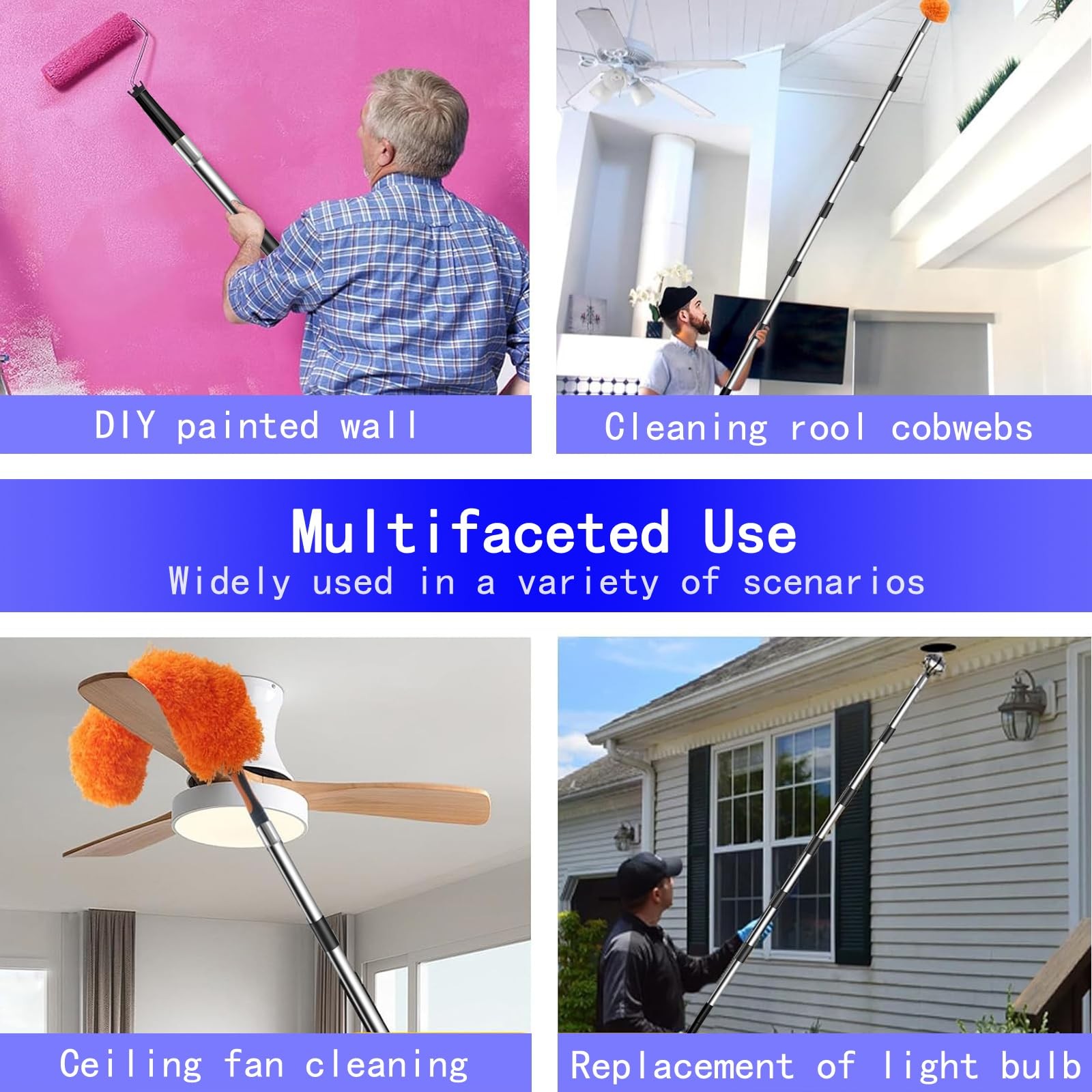 Paint Roller Extension Pole set 11.8FT Lightweight Segmented Tool