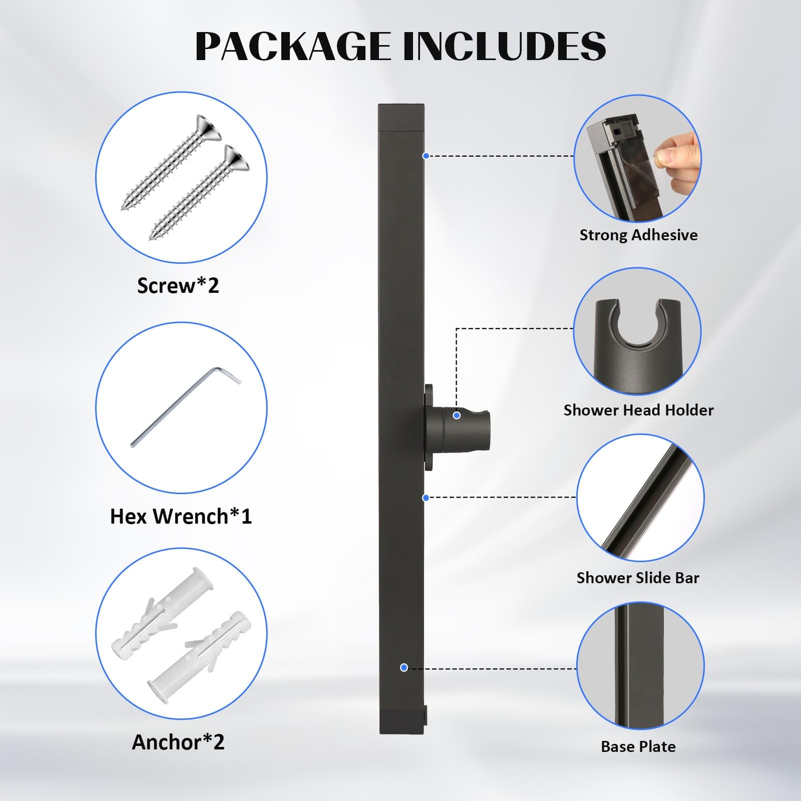Shower Slide Bar with Height and Angle Adjustable Handheld Shower Head Holder...