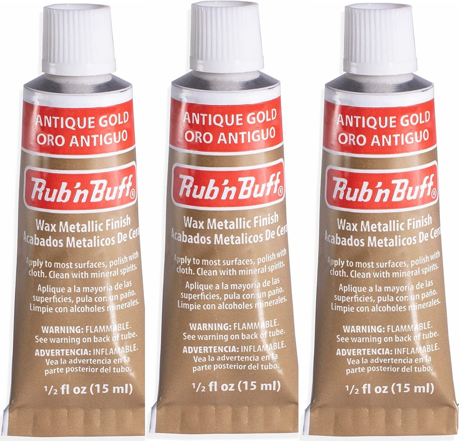 M00122x3 MOREZMORE 3pc Amaco Rub 'n Buff ANTIQUE GOLD Wax Metallic Finish