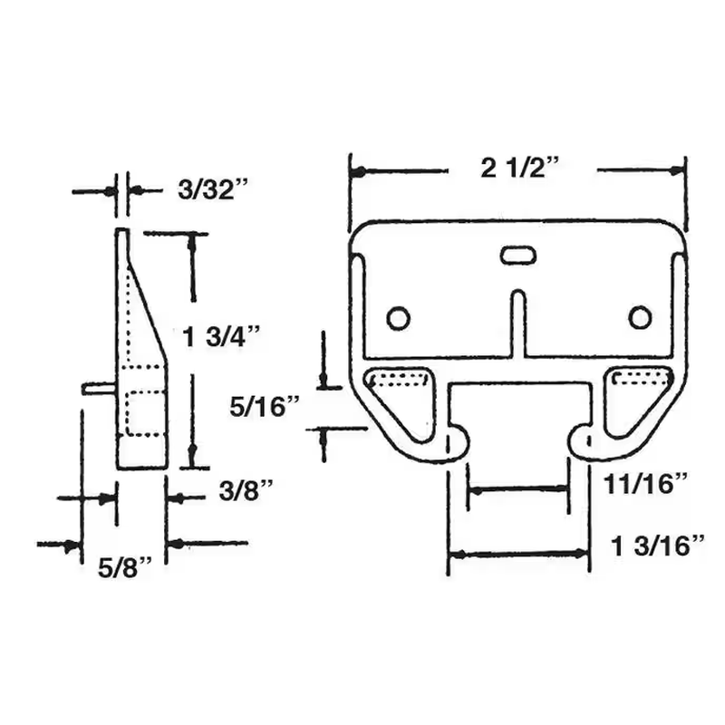 1.6 In. White Plastic Drawer Track Guide (2-Pack)