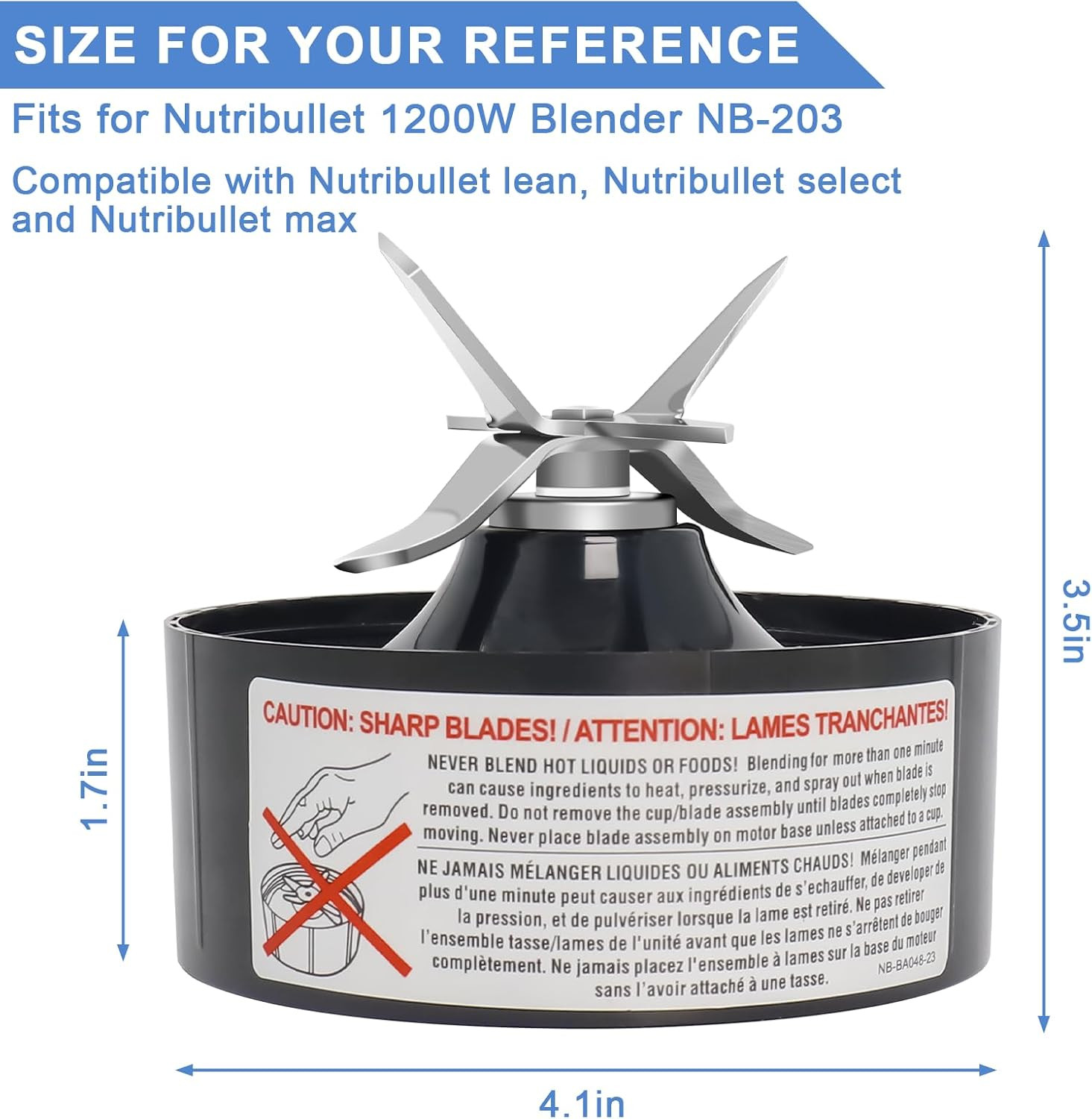 Pro Extractor Blade Compatible with Nutribullet Lean 1200W Blender, Replacement