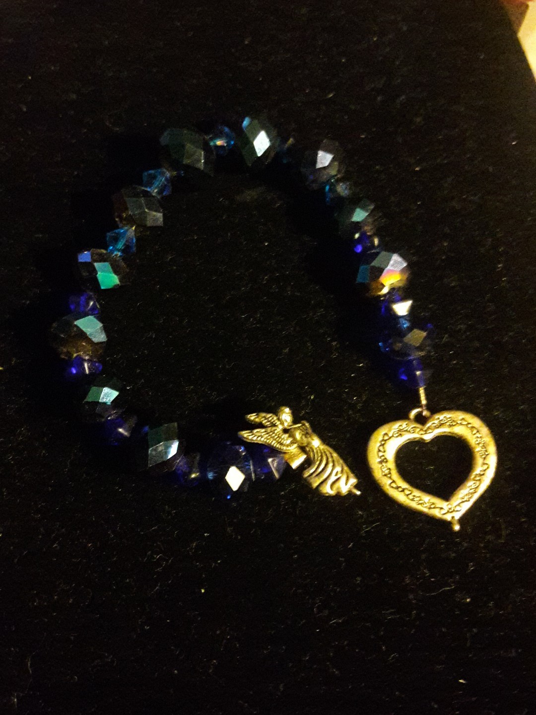 Artisan Handcrafted Blue Glass Beaded Bracelet size average