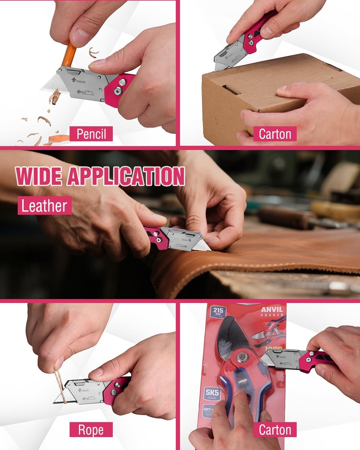 WORKPRO Box Cutter Utility Knife Quick Change Blade Razor Folding Pocket Knife