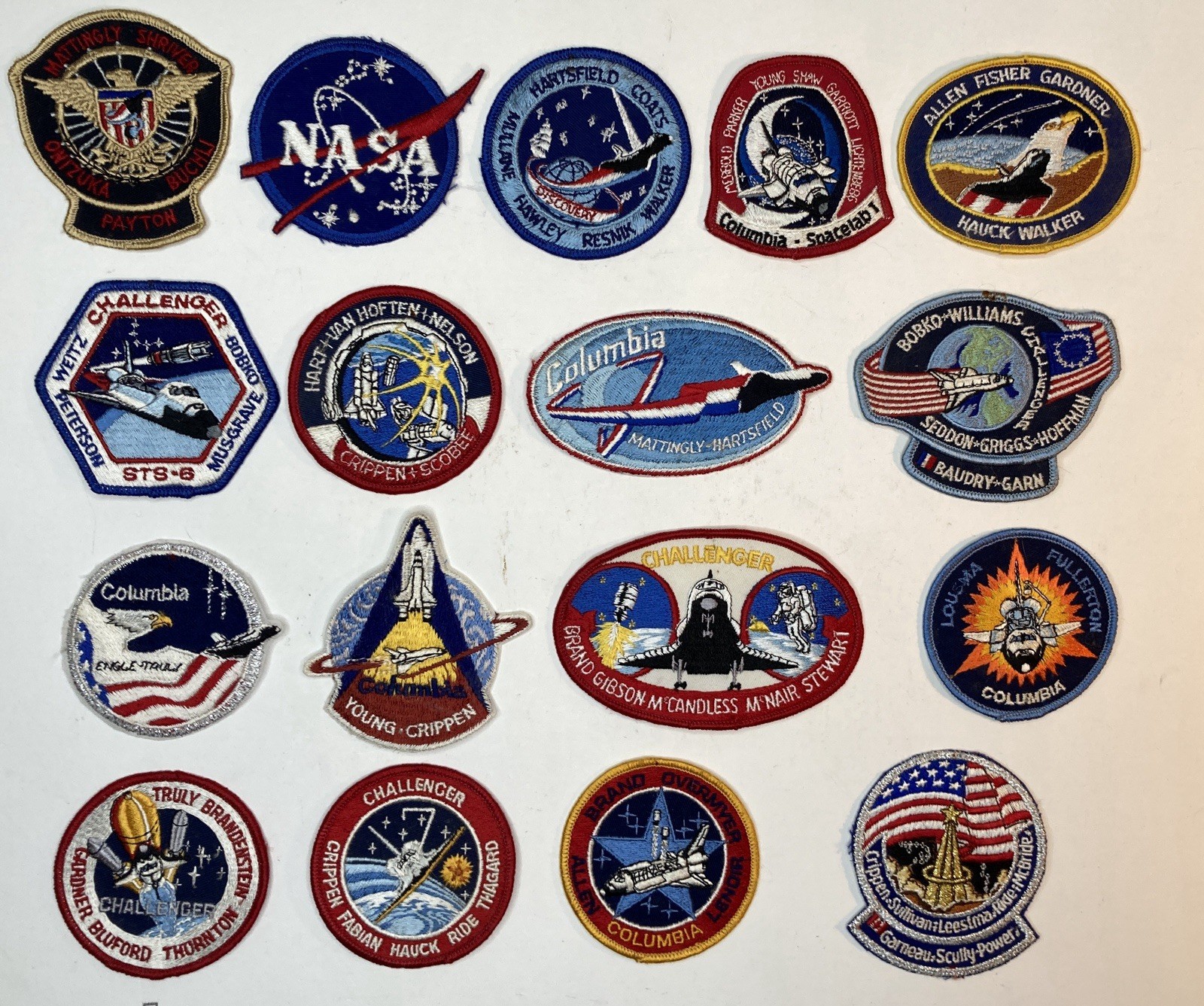 17  Vintage NASA Space Shuttle Mission Fabric Patches