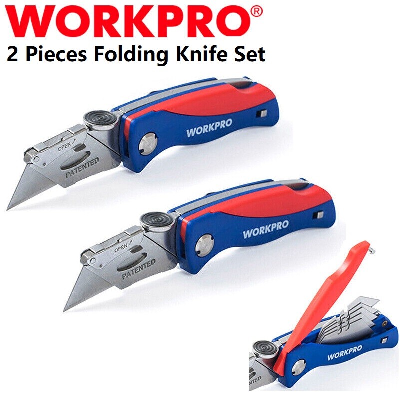 2 PACK Folding Utility Knife Set Quick-Change Blade with10PCS Extra Blades NEW
