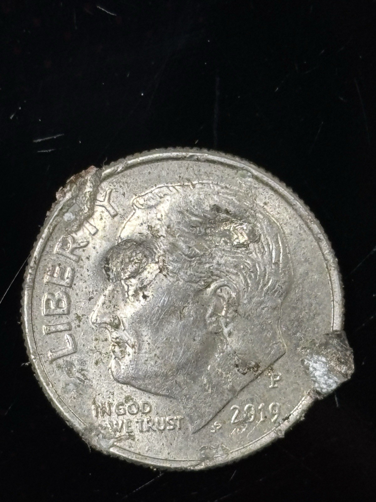 2019 Philadelphia Roosevelt Dime 10C Error Coin Damaged Edge Surface