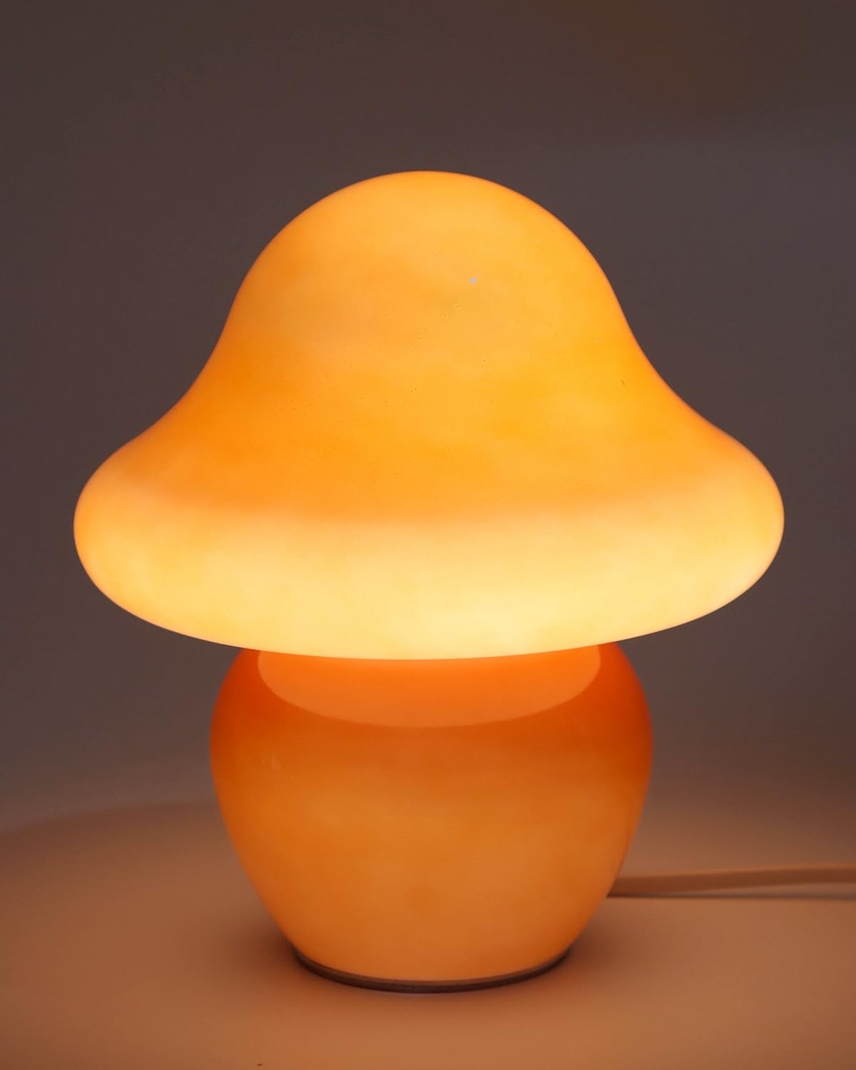 Mushroom Lamp Orange Glass Mushroom Table Lamp for Bedrooms, Living Room, Aes...