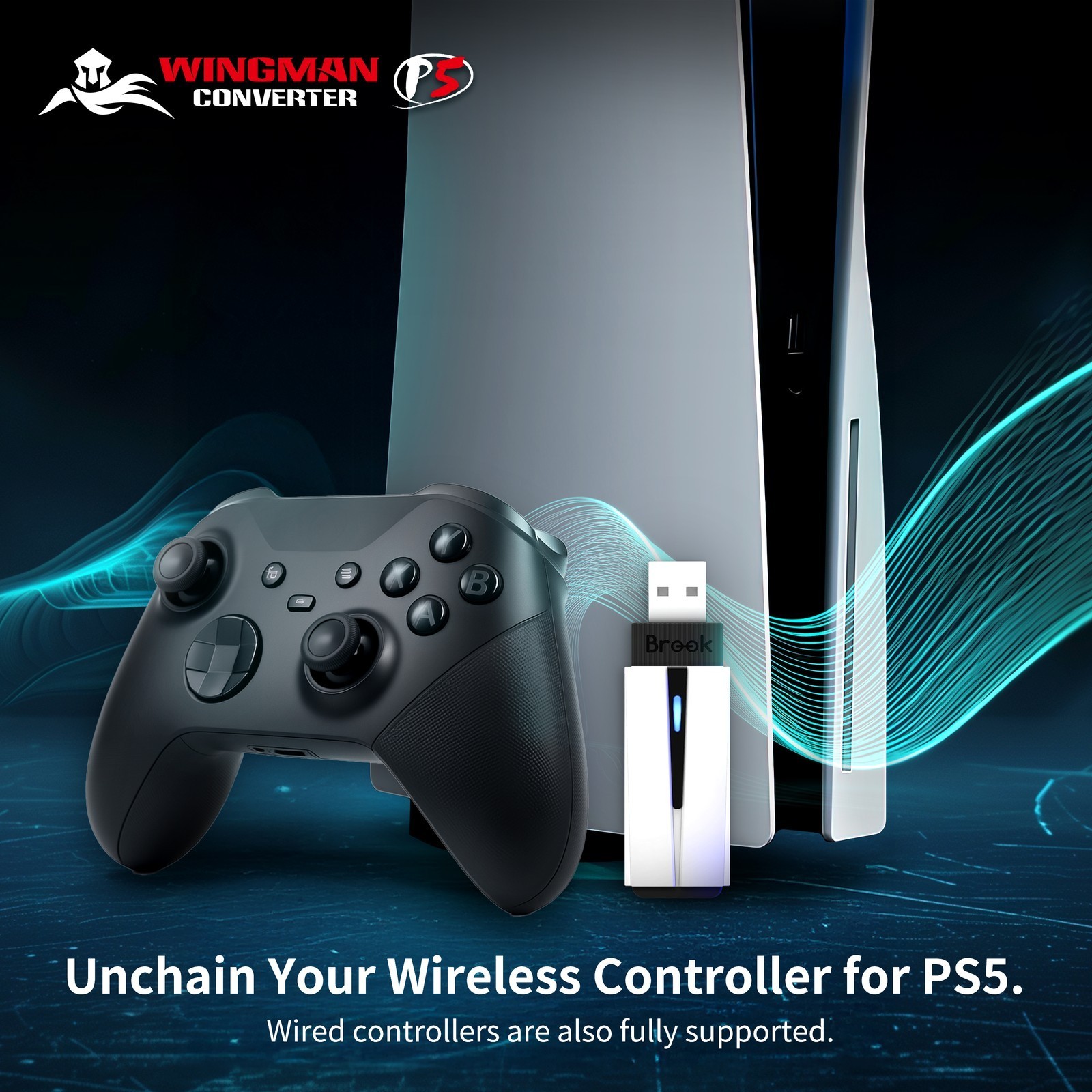 Brook Wingman P5 Converter – Wireless Controller Adapter for PS5 / PS4 / PC