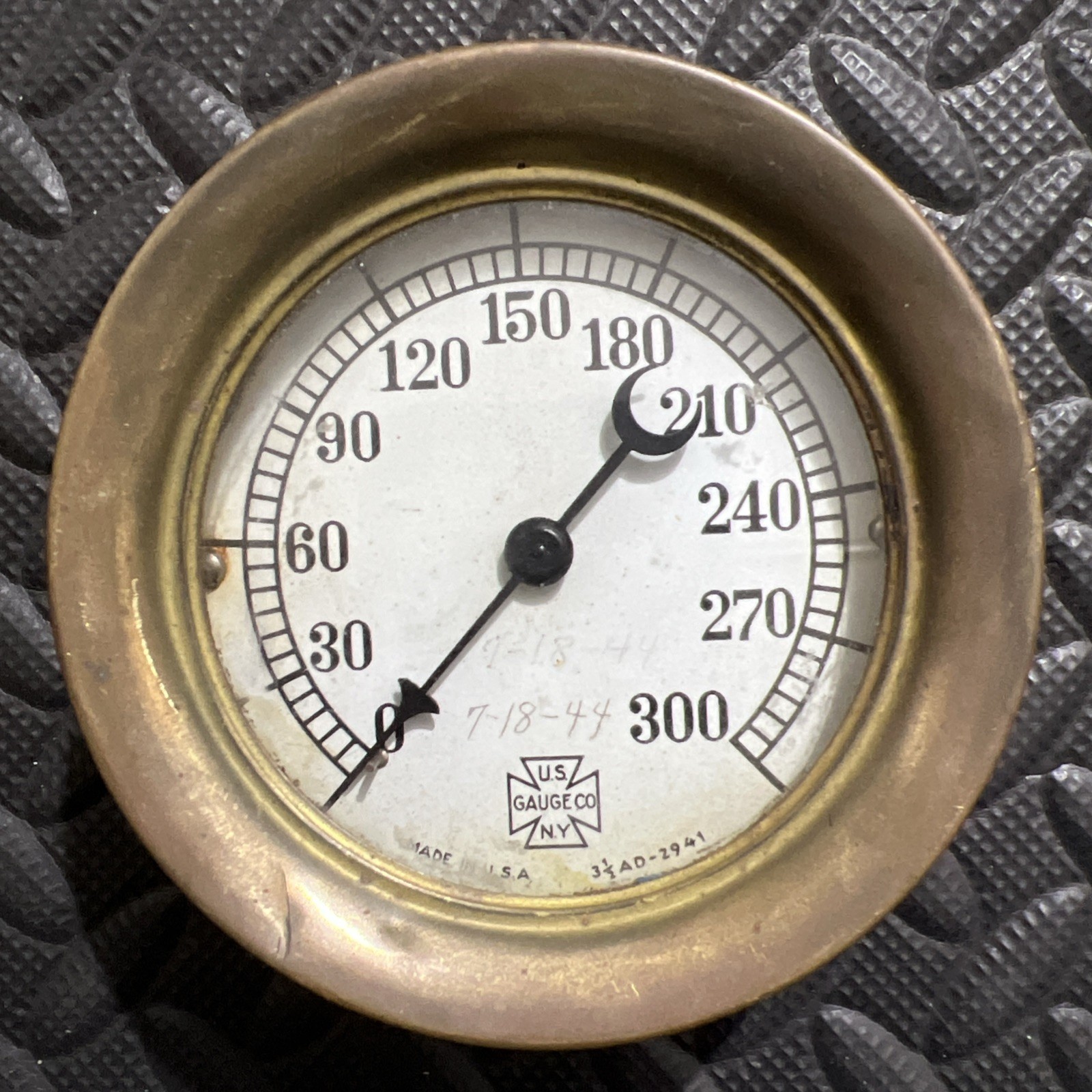 Antique Brass Pressure Gauge USA Gauge Co. NY, Industrial