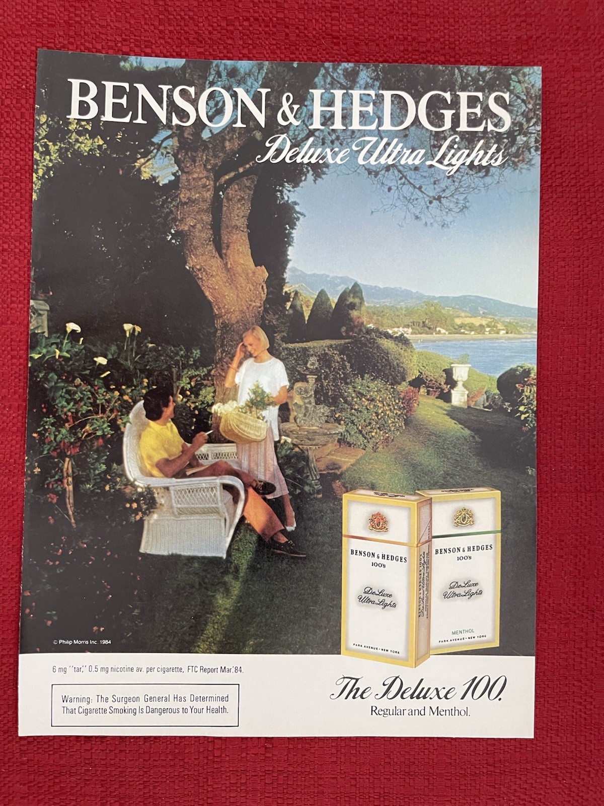 Benson & Hedges 1984 Print Ad Deluxe 100 Ultra  Lights Cigarettes Ad