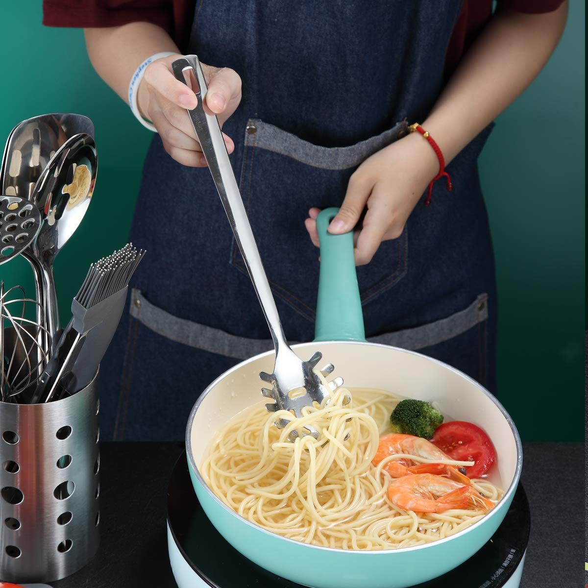 Stainless Steel Spaghetti Spoon Pasta Server Noodle Fork for Kitchen