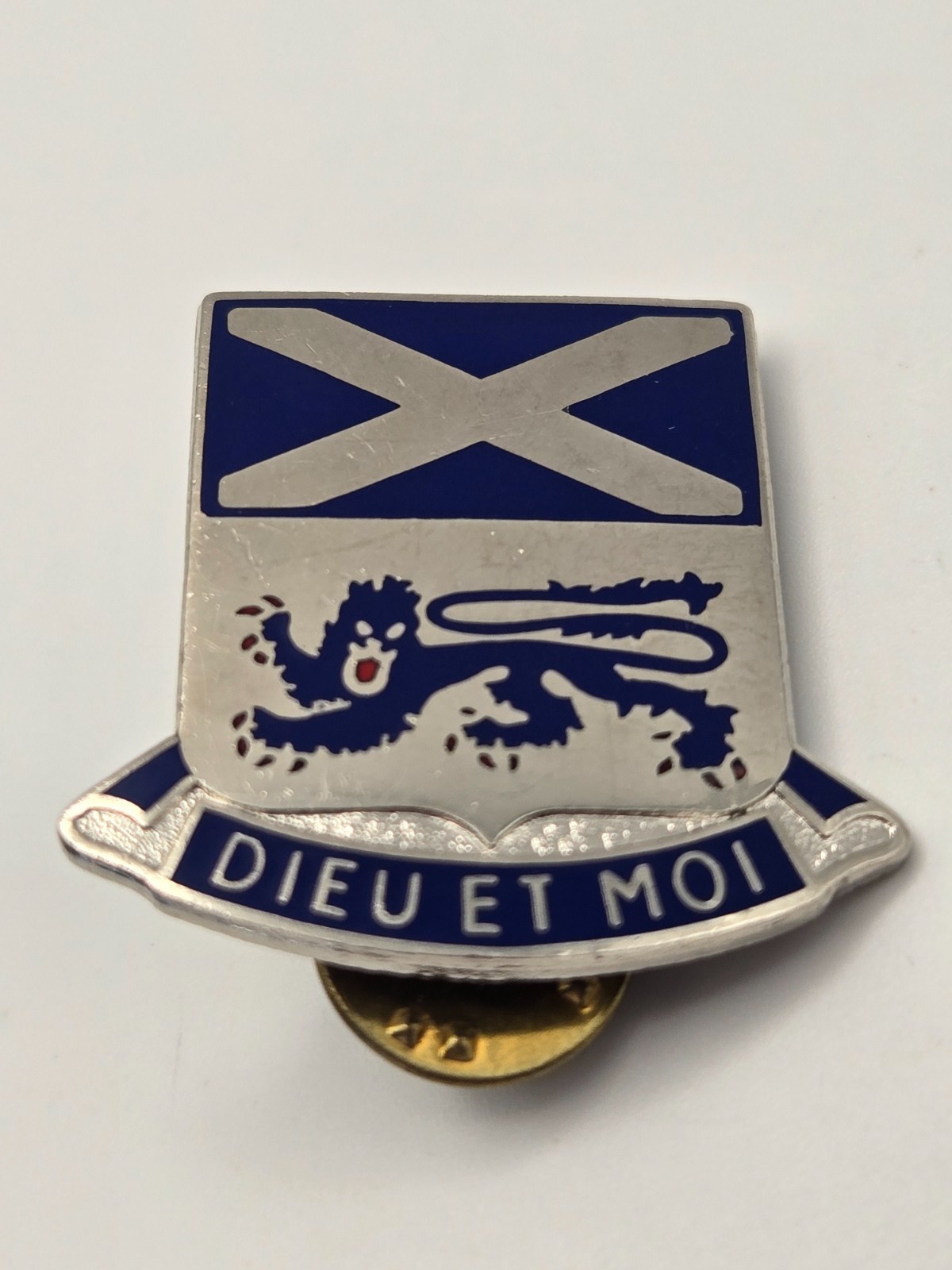 Vintage Army DUI Pin "Dieu Etf Moi" 156th Infantry Regiment   Meyer