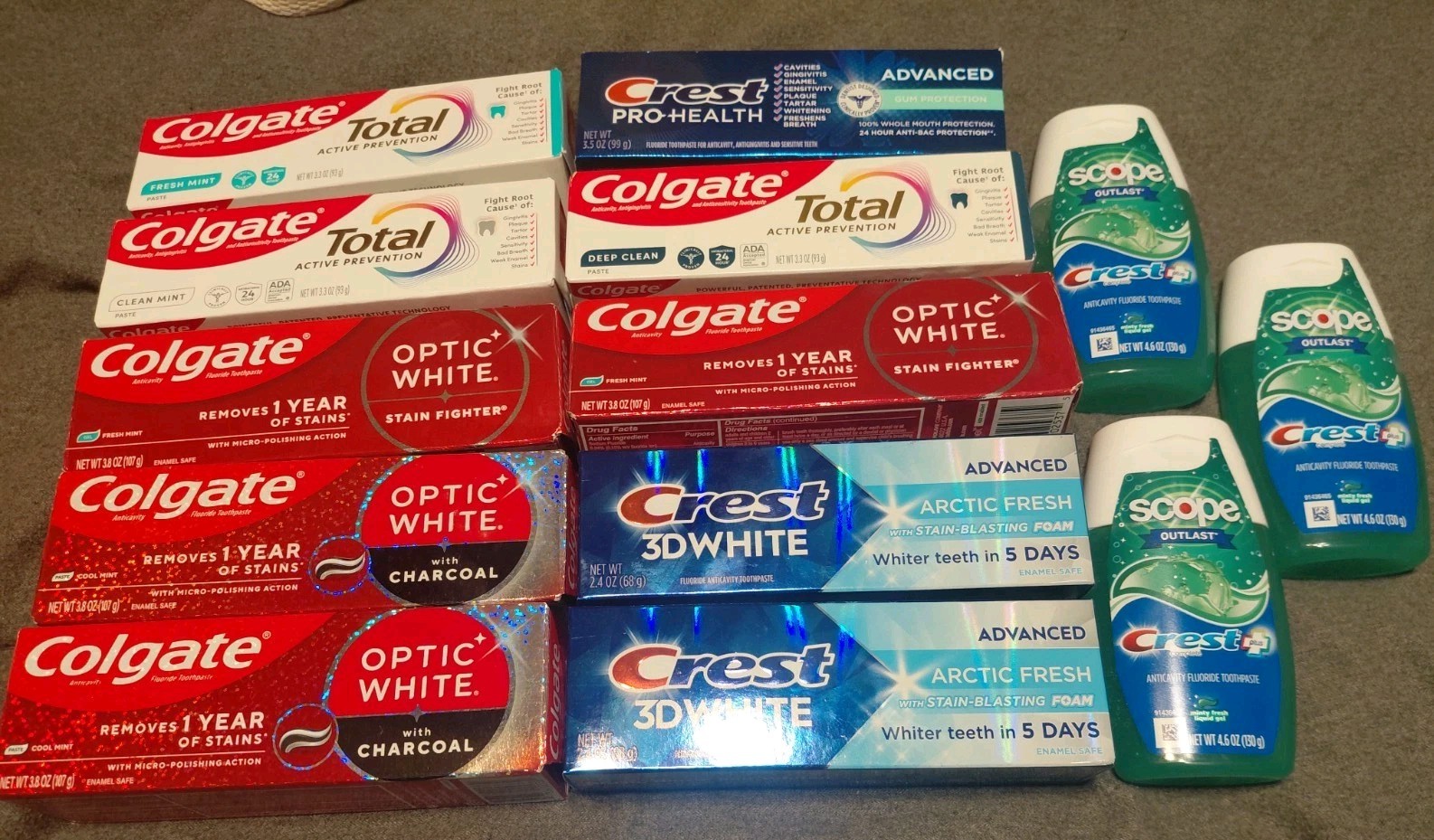 Lot Of 13 Colgate & Crest Toothpaste. Various Sizes. See Description