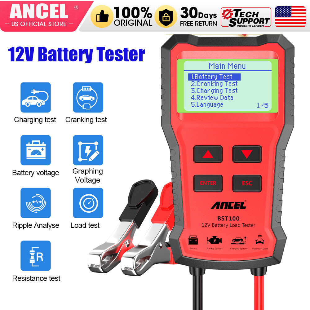 ANCEL BST100 Car Battery Tester 12V 220Ah 2000CCA Multilingual Battery Test Tool