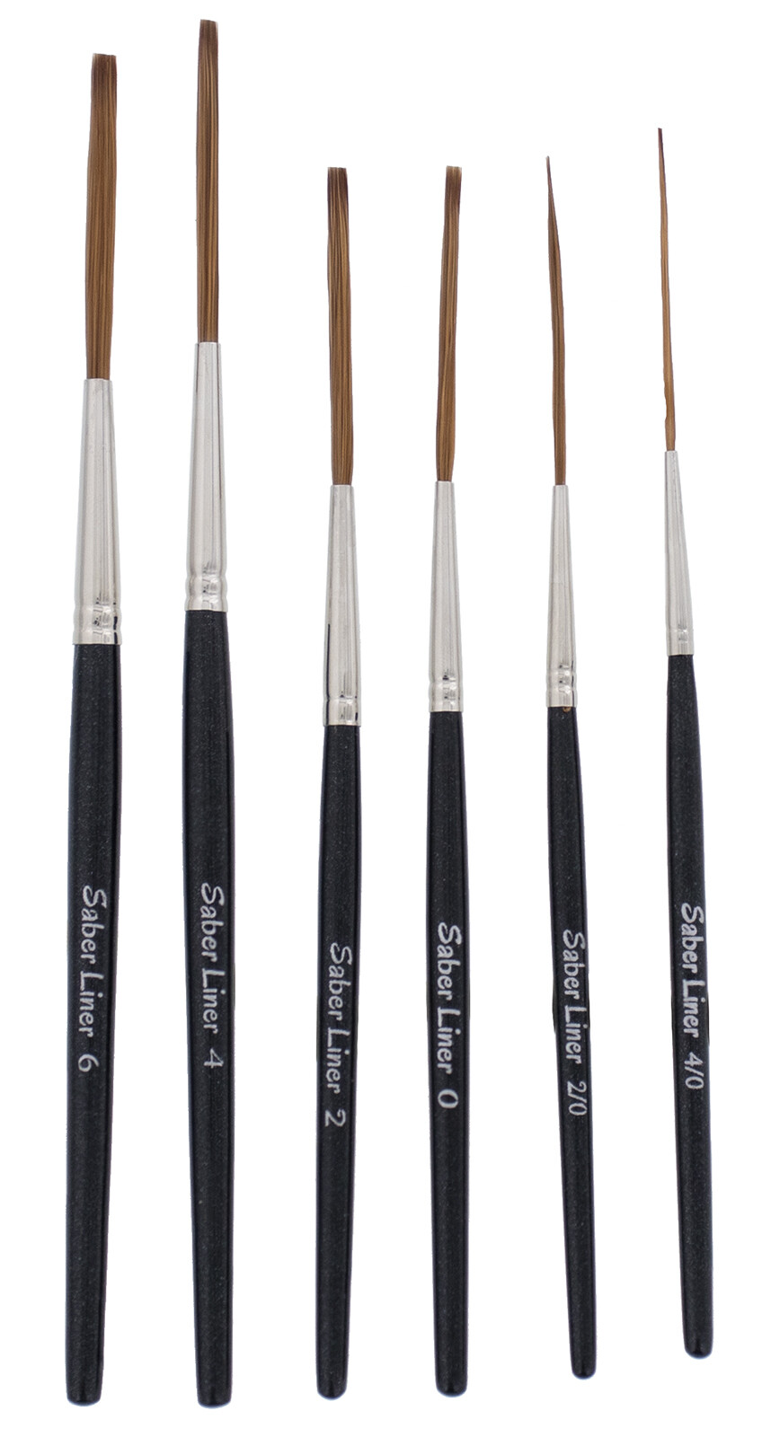 Andrew Mack Brush Von Dago Saber Liner Set of 6 Sizes 4/0-6