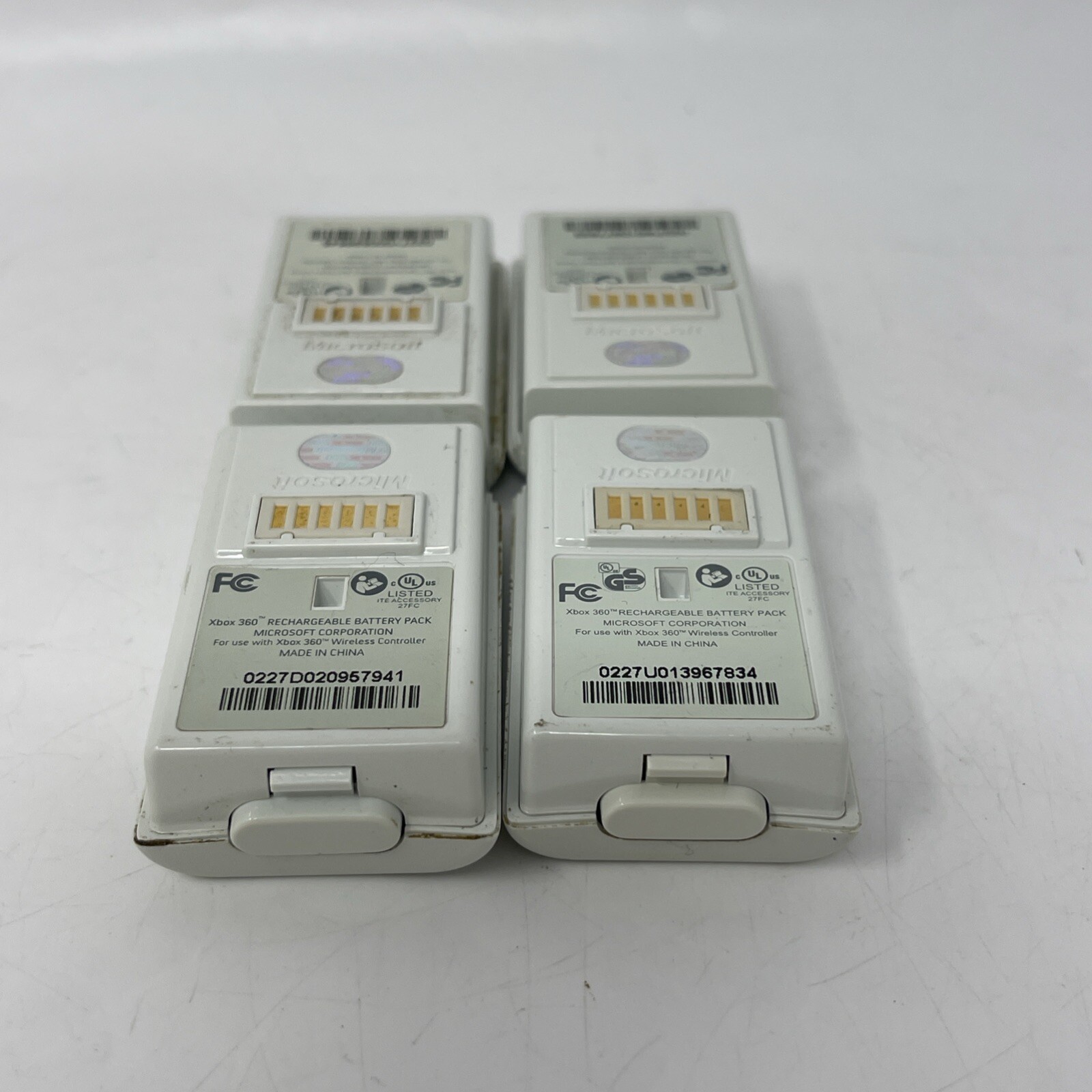 Lot of 4 Untested Microsoft Xbox 360 White Rechargeable Battery Pack OEM