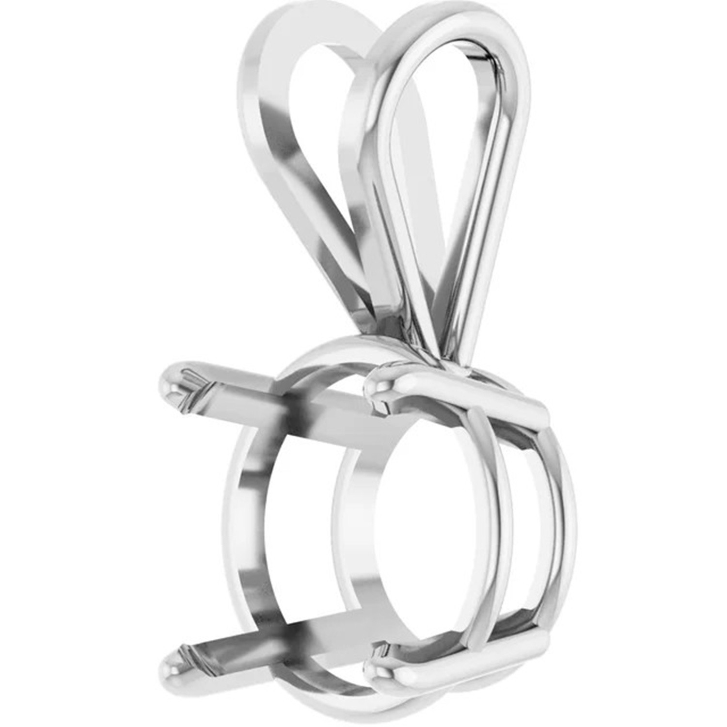 Pendant Mounting Round Cut Solid Sterling Silver 4 Prong Split Bail Basket Style
