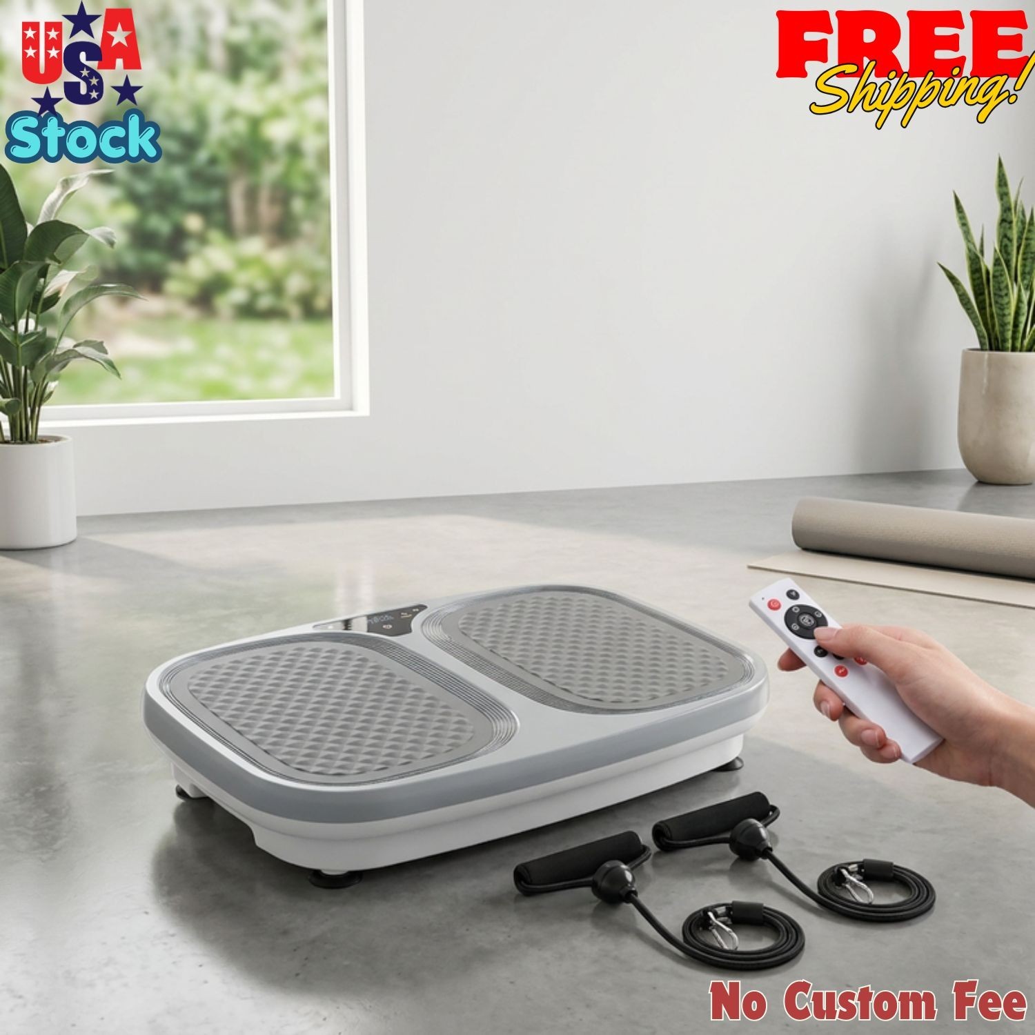 Vibration Plate Exercise Machine, Whole Body Fitness Platform for Home Gym, Gray