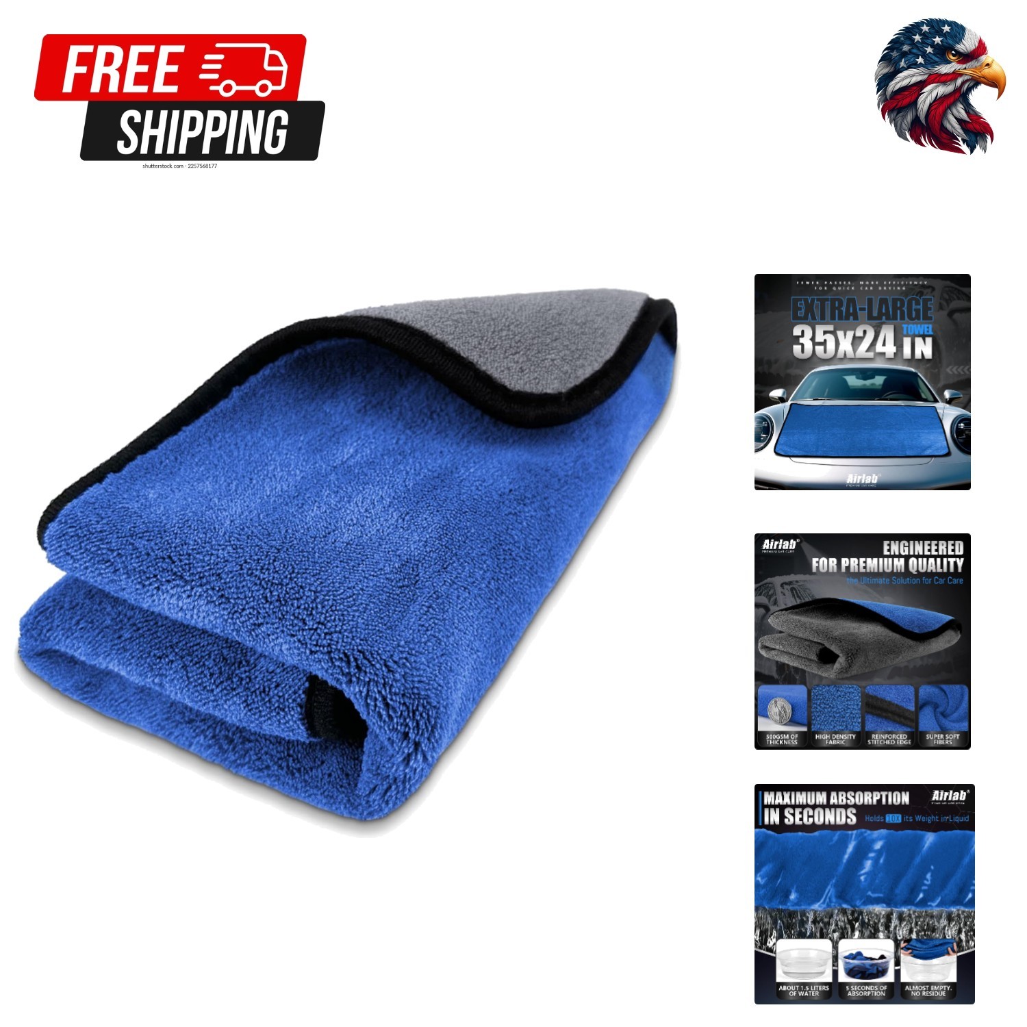 Ultra Plush Microfiber Towel for Cars 35x24 Inch, Machine Washable & Durable