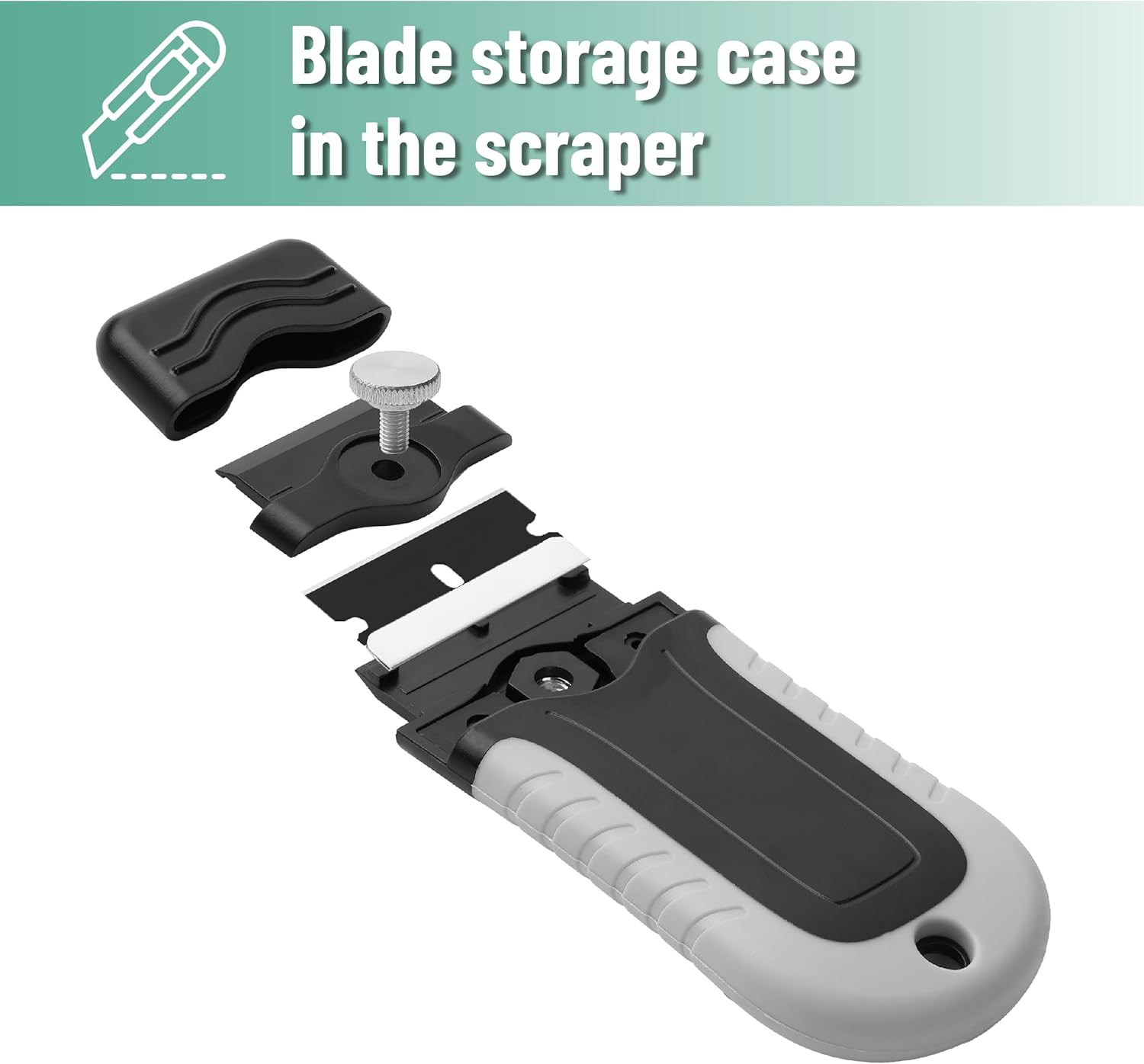 Bates- Razor Blade Scraper Scraper Set with 10 pcs Extra Blades Grey