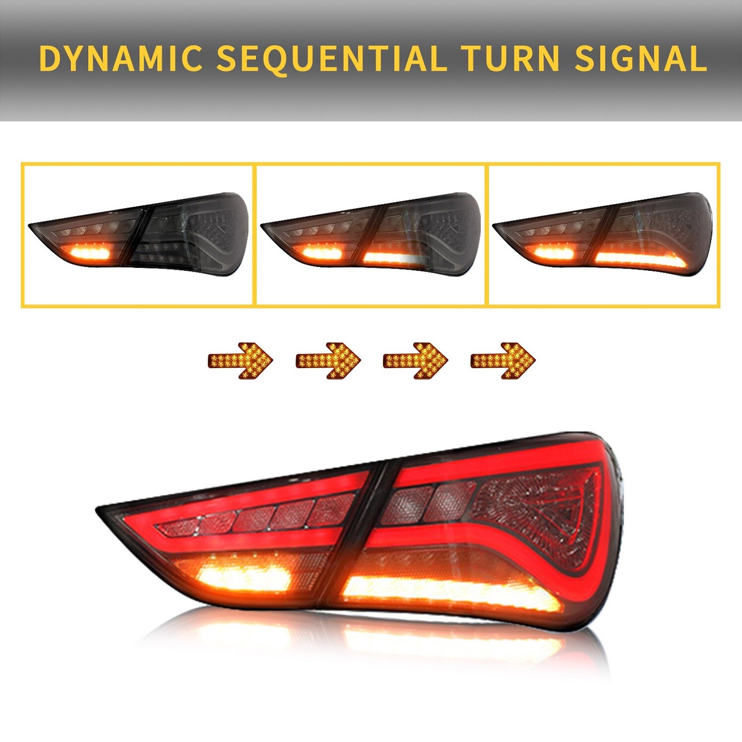 For 2011-2014 Hyundai Sonata VLAND Headlights+Tail Lights+LED Kits w/Sequential