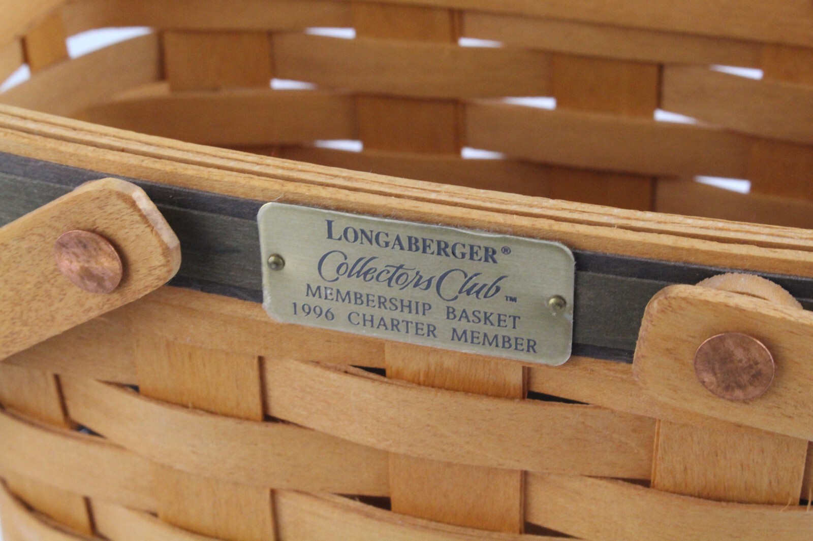 Vintage 1996 Longaberger Collector's Club Membership Hand Woven Wicker Basket