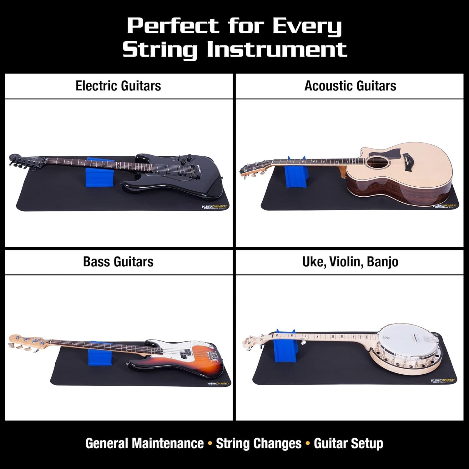 Instrument Work Mat & Cradle Support for Guitar Bass Violin Stringed Tools