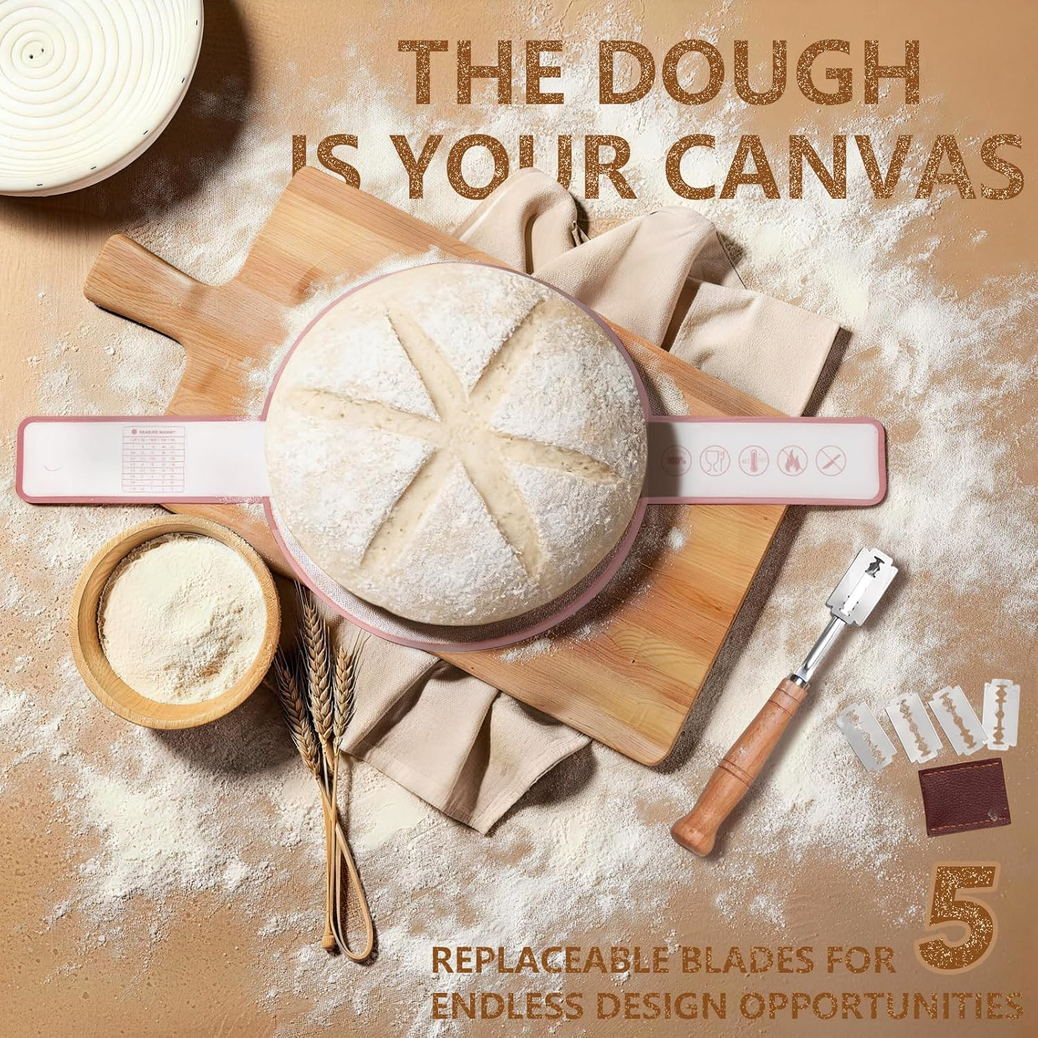 Sourdough Starter Kit, Sourdough Bread Baking Supplies with Banneton Bread Proof