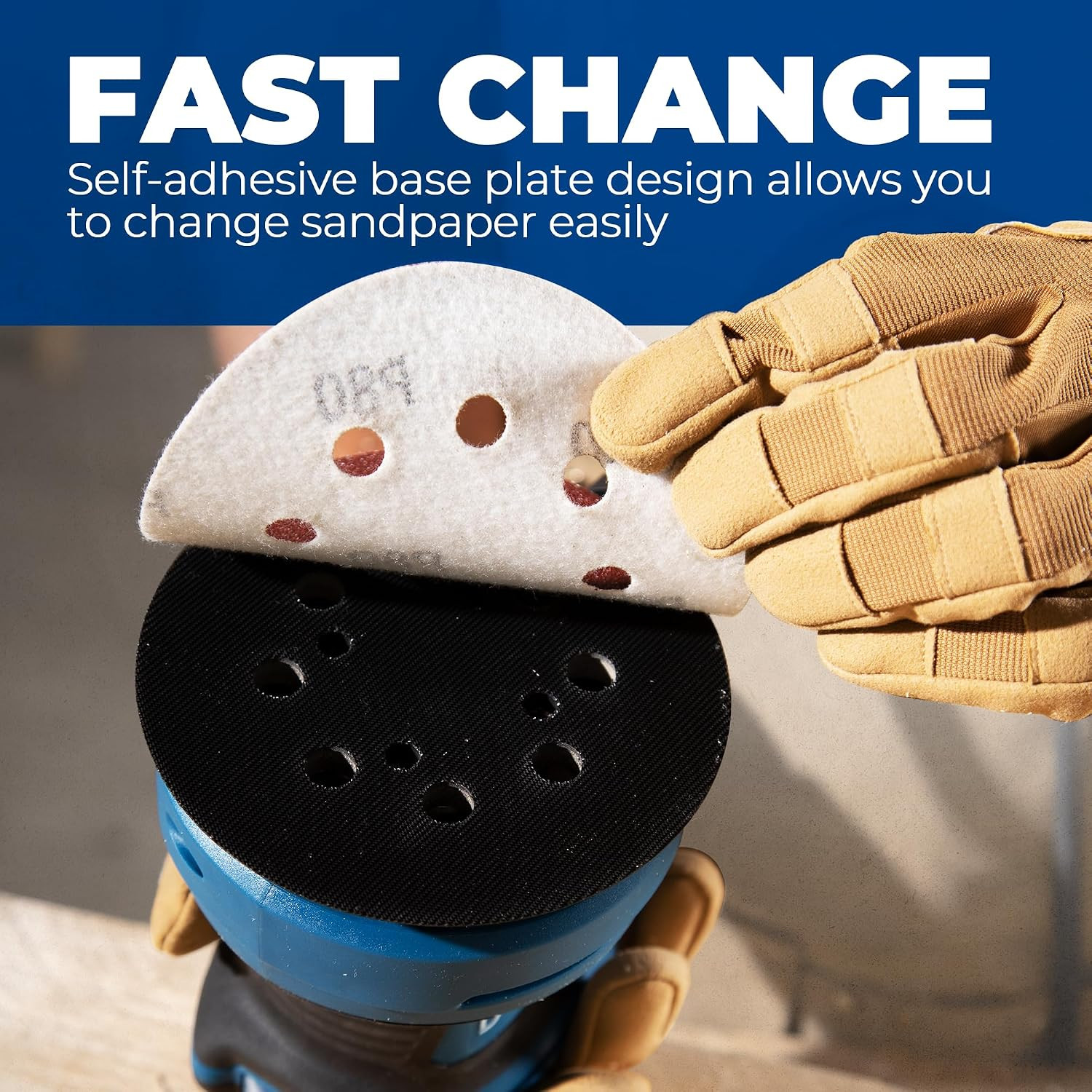 5-Inch Random Orbital Sander 3.2A 12800OPM Electric Palm Sander, 6 Variable Spee