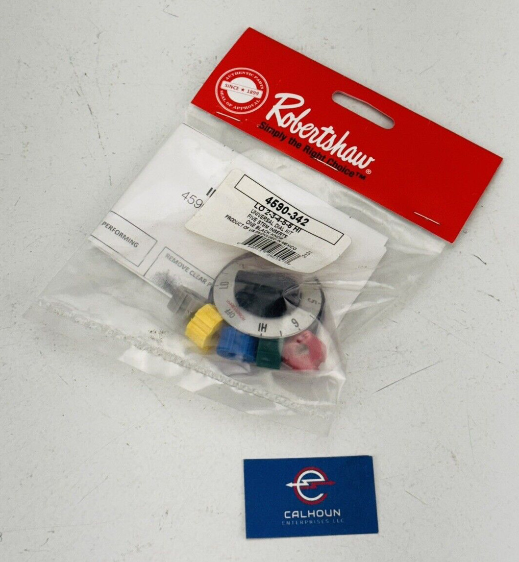New! Robertshaw 4590-342 Universal Dial Kit w/5 Stem Inserts and Black Knob