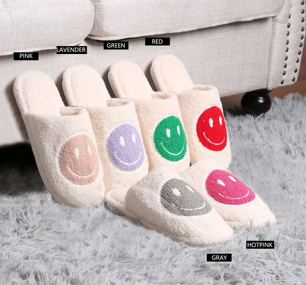 ComfyLuxe Happy Face Pattern Slippers