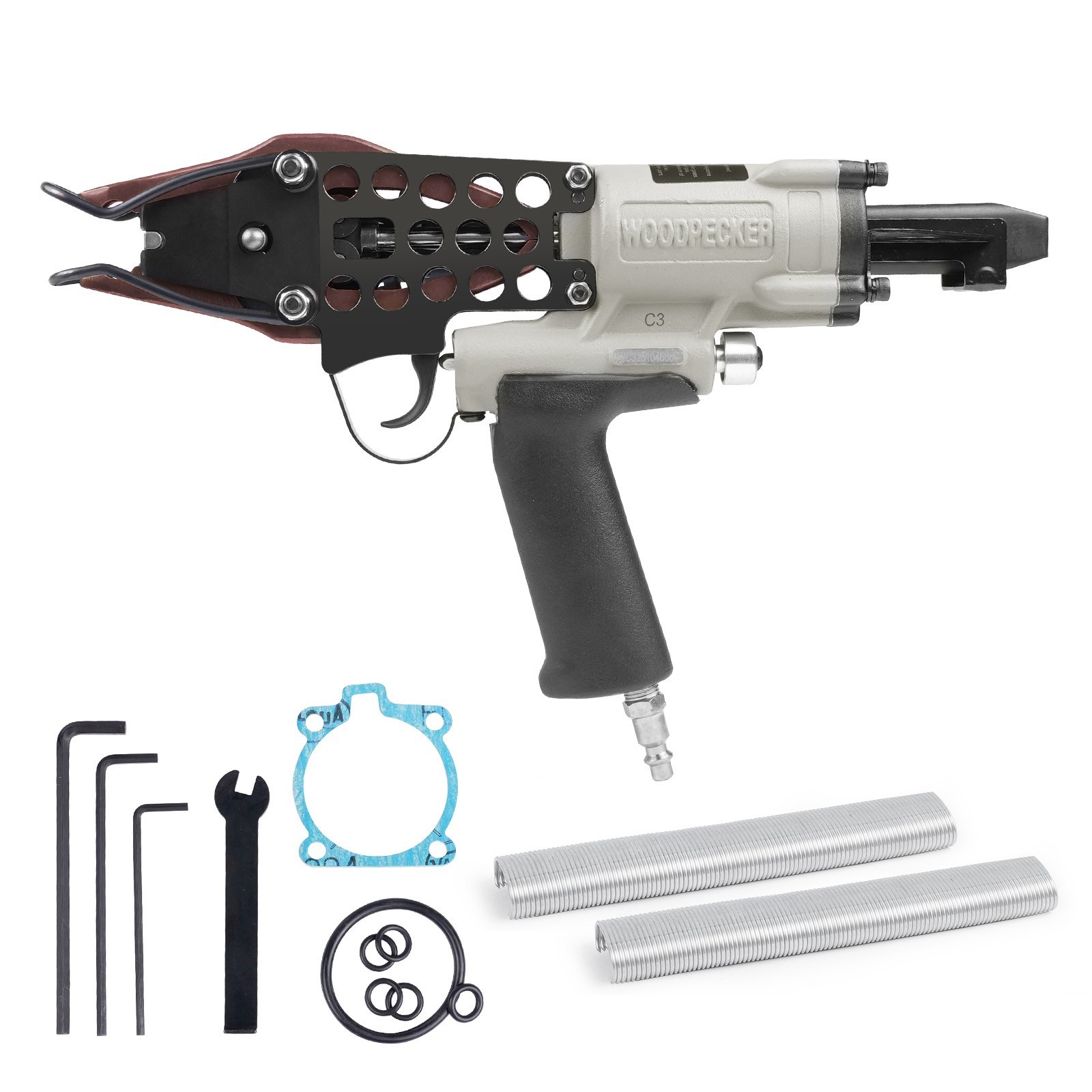 Pneumatic Hog Ring Gun WOODPECKER C3 15Ga 1-1/8" for Mattress Bedding Fixing