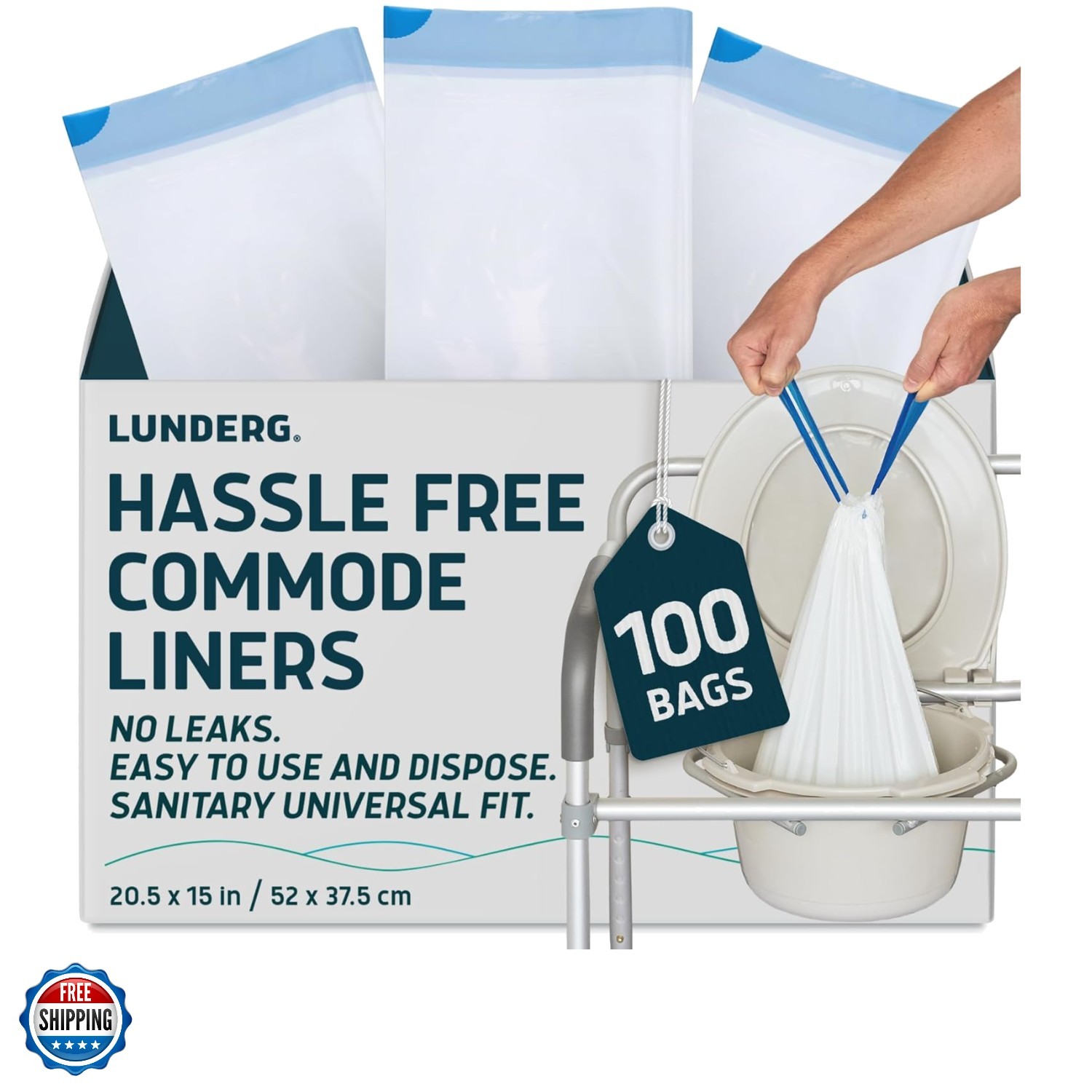 Commode Liners - Value Pack 100 Count Universal Fit - Medical Grade Bedside L...