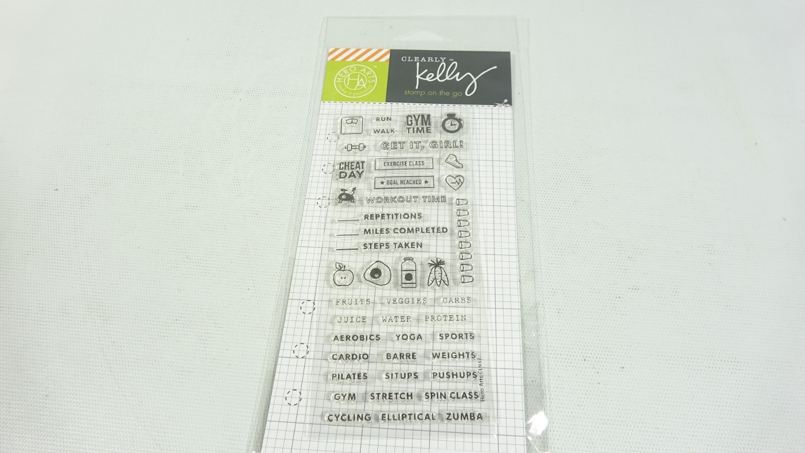 2015 Hero Arts Clearly Kelly Clear Rubber Stamps Kelly's Fitness Planner CL337