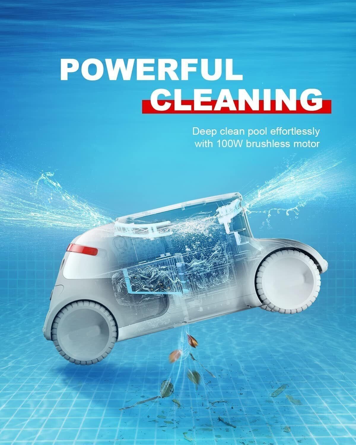 GENKINNO Pool Cleaner Cordless Robotic Pool Cleaner ~ Smart Navigation