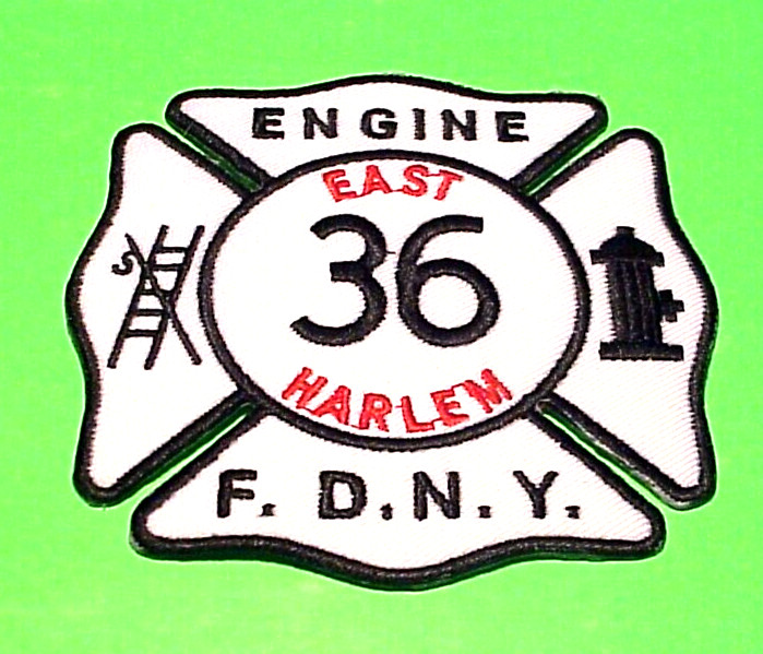 EAST HARLEM  NEW YORK NY 4"  FDNY  ENGINE 36  FIRE DEPT  PATCH FREE SHIPPING!!!