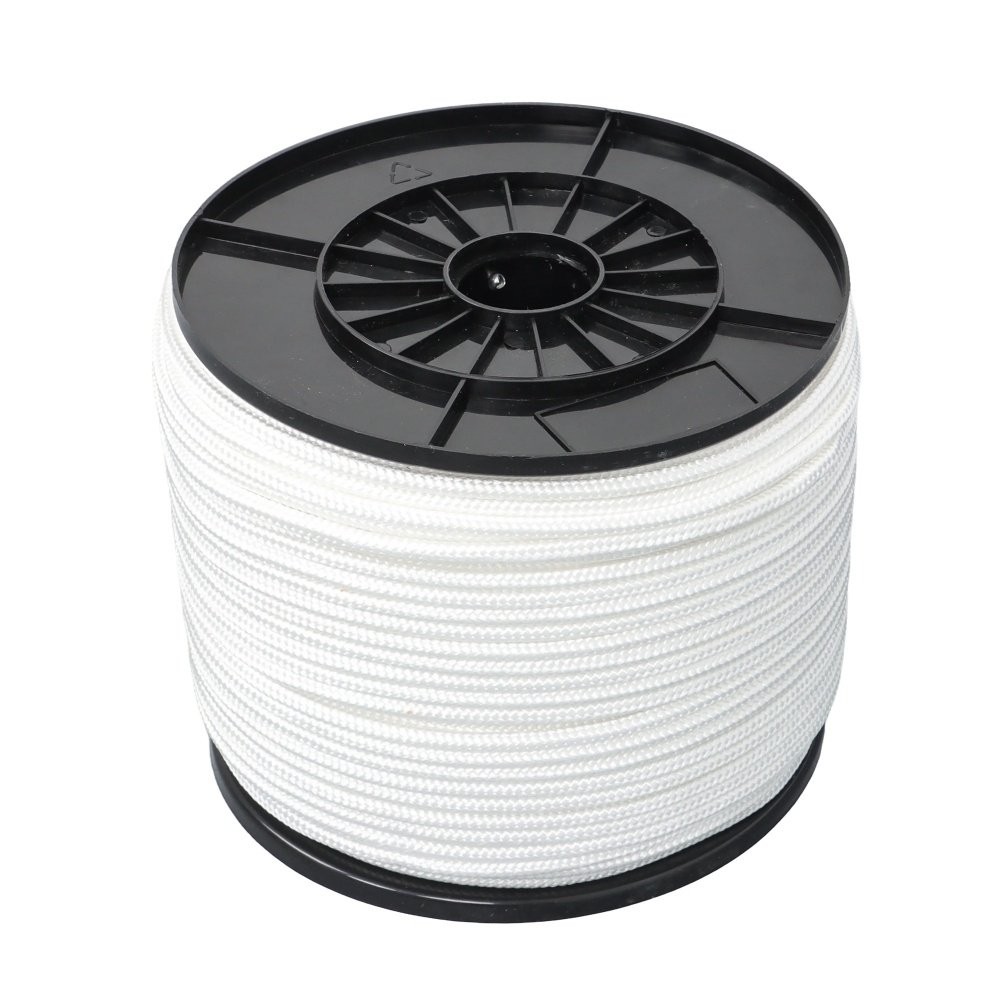 1/4 Inch Nylon Rope 500 Foot Spool 100% Nylon Solid Braid Rope Dyeable White