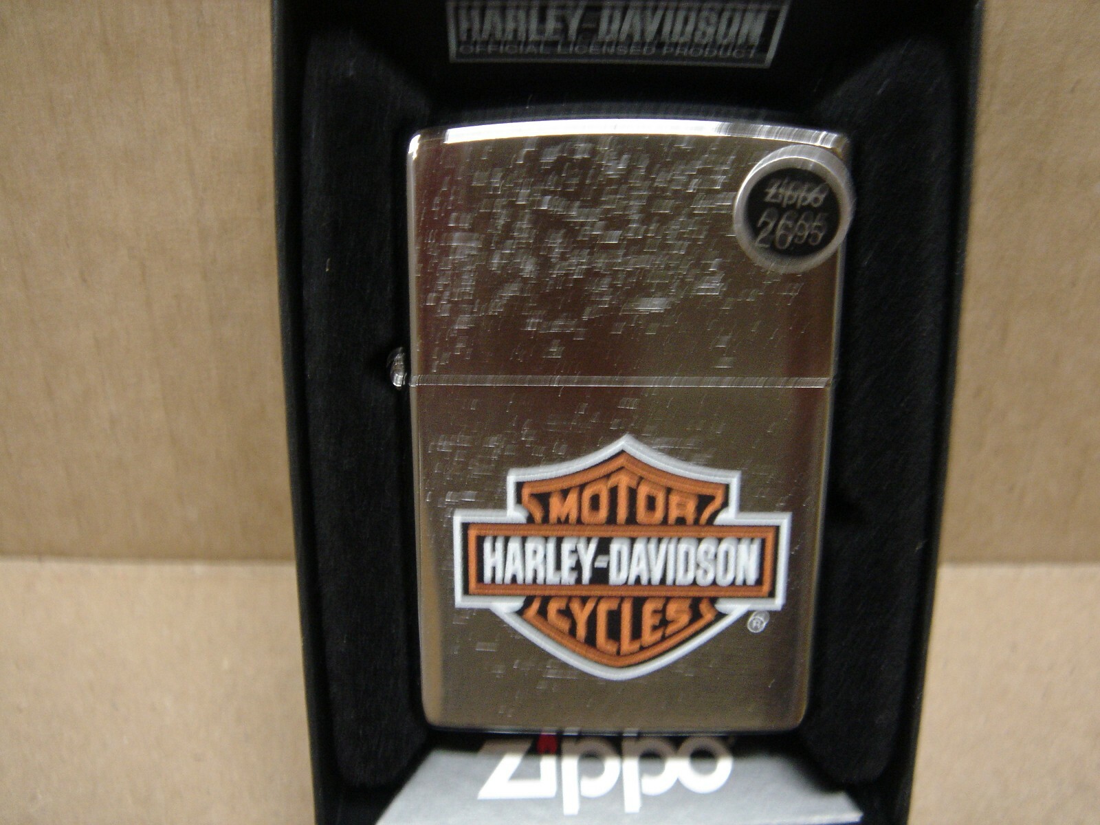 Harley Davidson Emblem Zippo Brushed Alum Finish Genuine Windproof Lighter 7D272