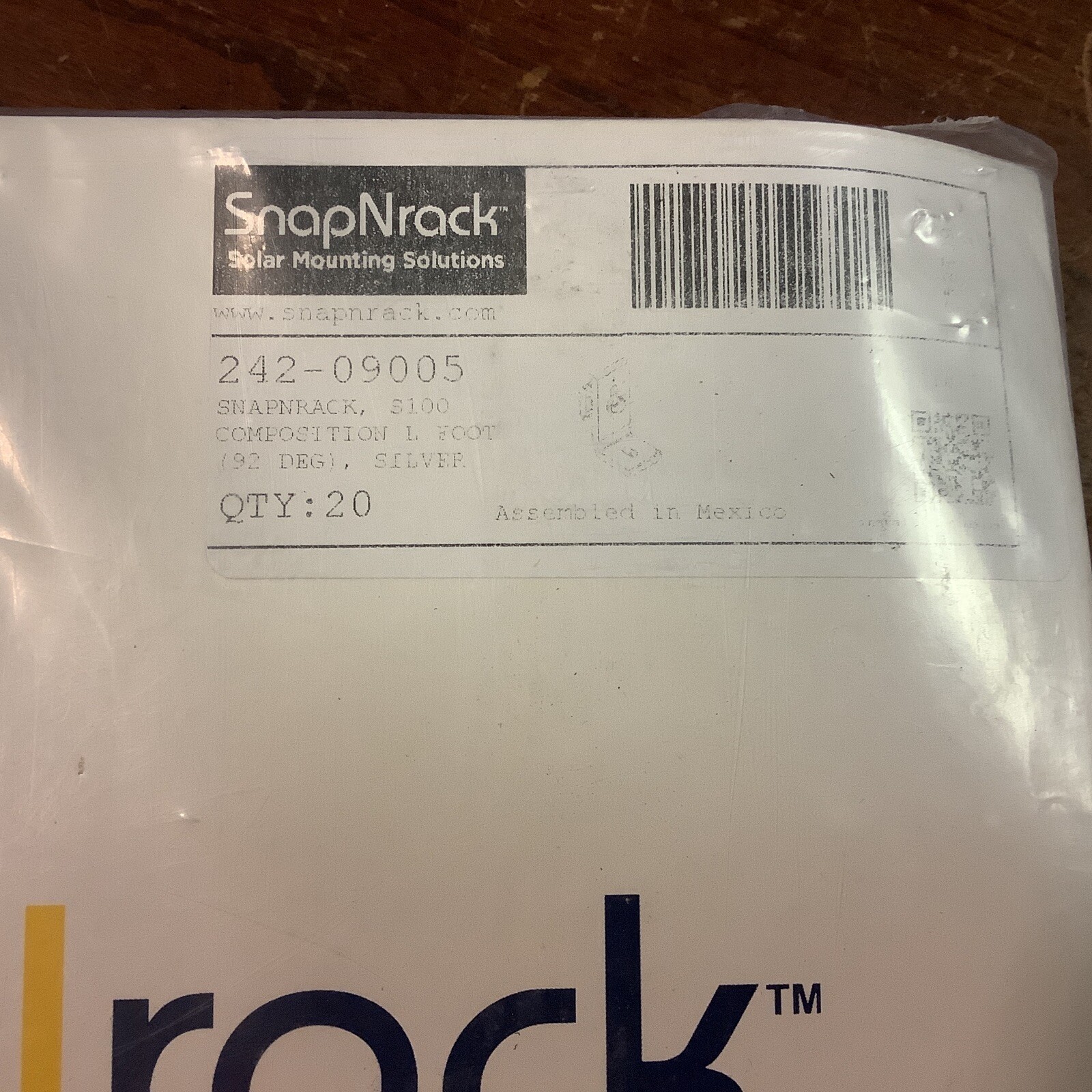 SnapNrack 242-09005 L-Bracket,92A Deg Adjustable (20pk)
