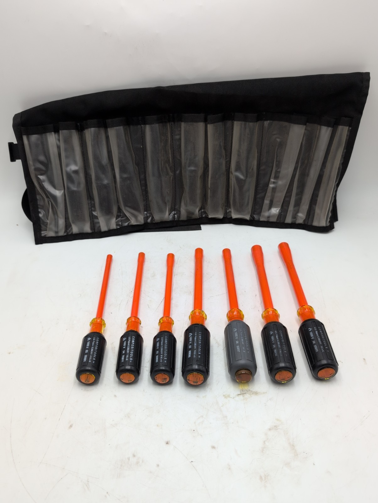 Compositools 1000V Insulated Nut Driver Set SAE 7pc 1/4" to 1/2" w/ Carry Case