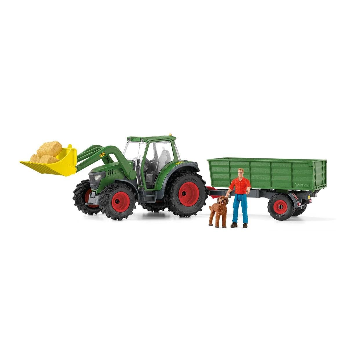 Green Tractor with Loader & Dump Trailer Farm World by Schleich 42608