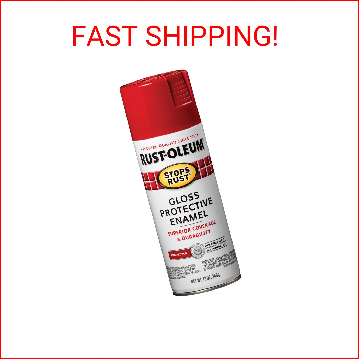 Rust-Oleum 7762830 Stops Rust Spray Paint, 12 oz, Gloss Red Sunrise