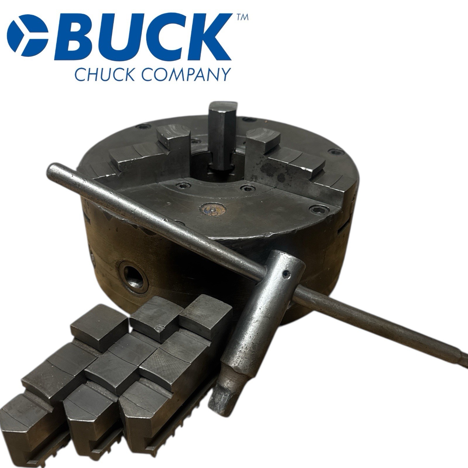 9” Buck 3 Jaw Adjust Tru Lathe Chuck with inside and outside jaws 2 1/4-8 TPI