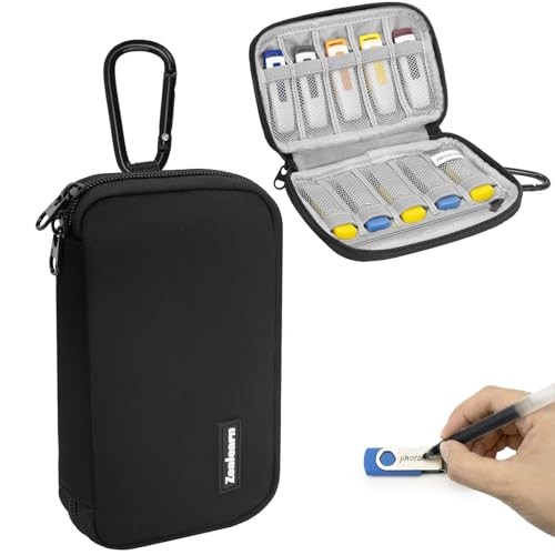 Flash Drive Case with Labels, 10 Slots Thumb Drive Holder, Black Small 10 Slots