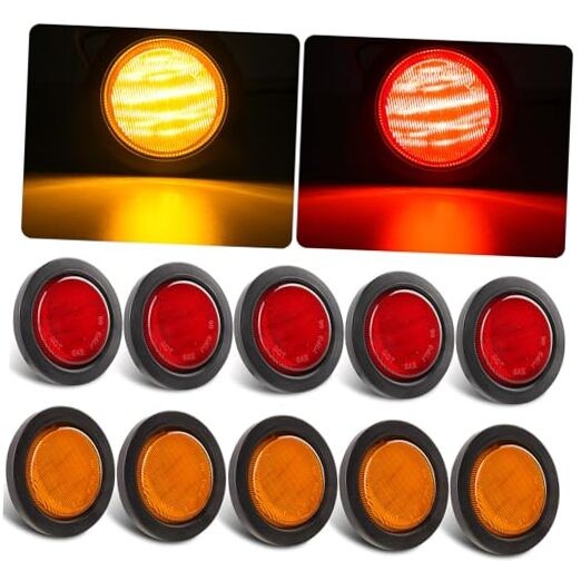 Partswcgg 10Pcs 2.5" Inch Round Led Trailer Marker Lights, 2 1/2" Inch Round