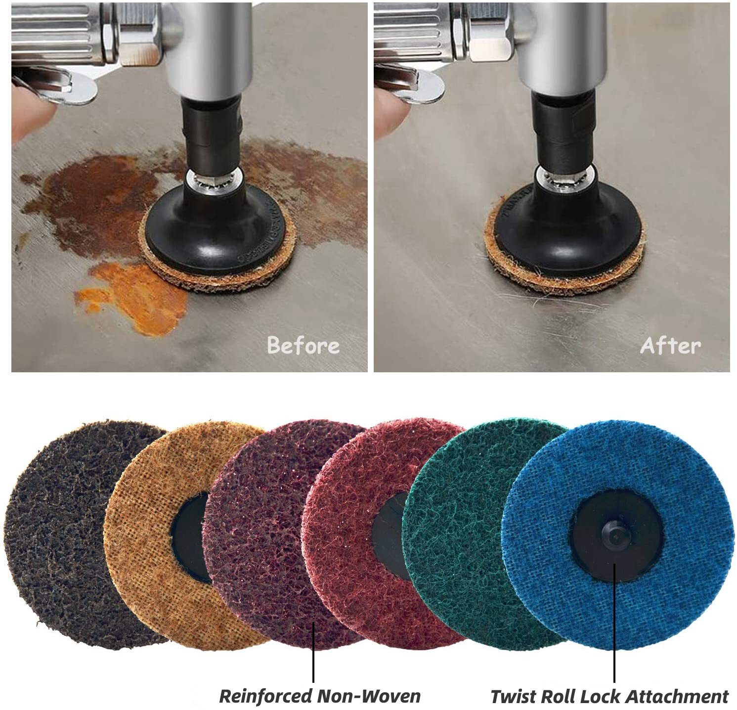 50PC 3 inch Medium Surface Conditioning Roll Lock Sanding Disc Die Grinder Drill