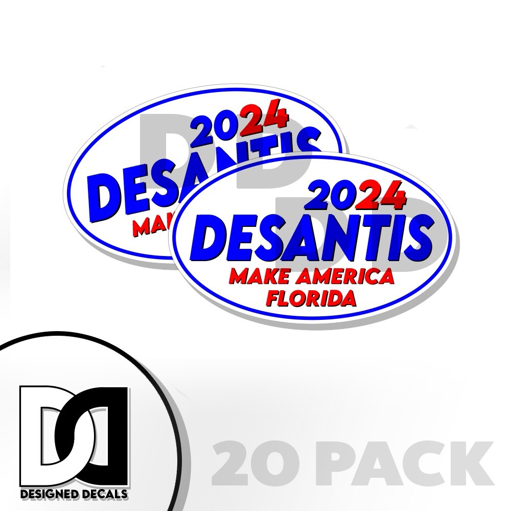 DeSantis 2024 Make America Florida OVAL Stickers Decals - PRO America 5x3 10 Pk