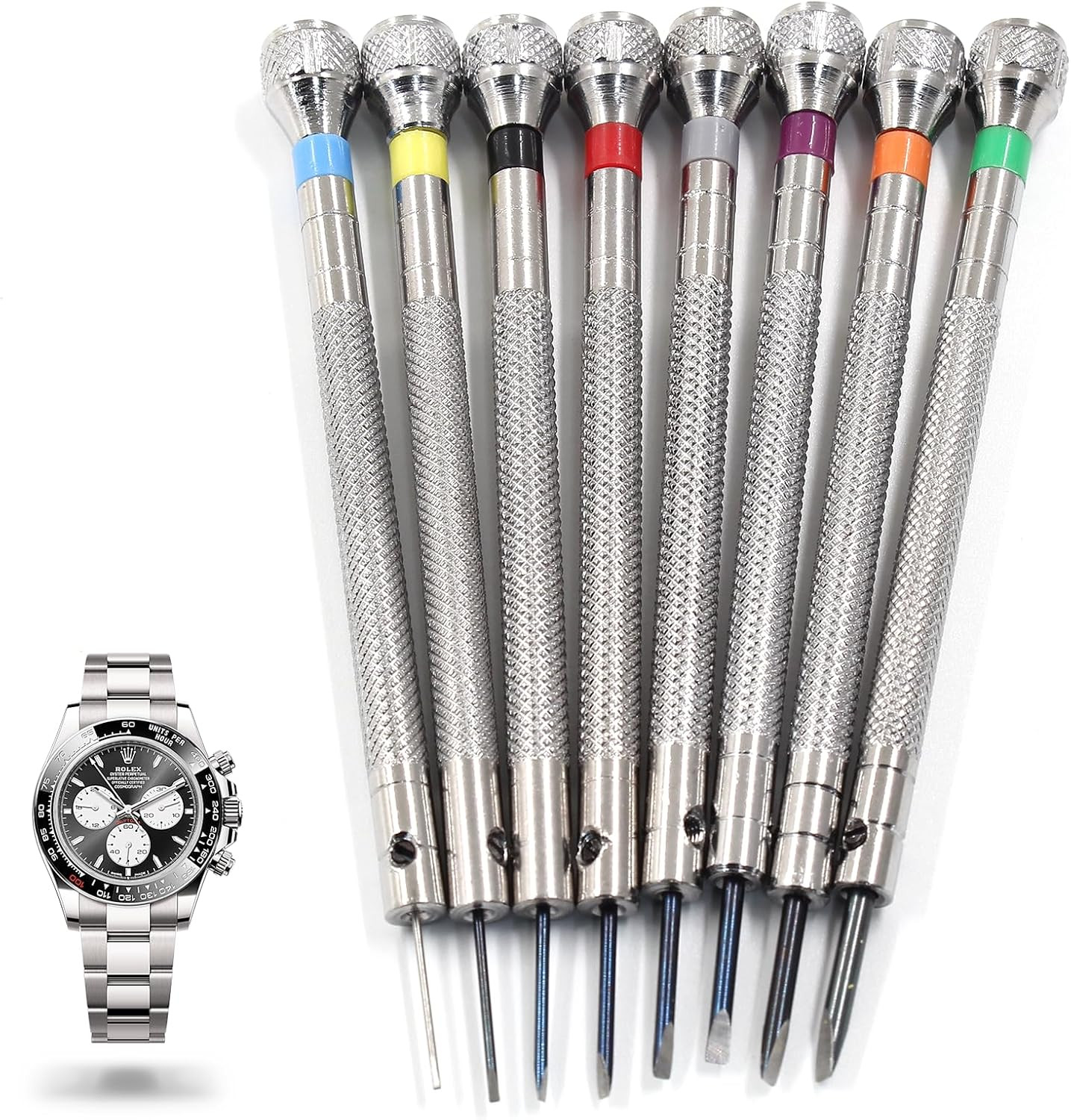 8 Pieces 0.6-2.0Mm Professional Precision Micro Flat Head Screwdriver Set for Gl