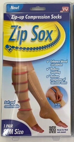 NEW!! ZIP SOX Zip-Up Compression Socks - NUDE - SIZE S/M