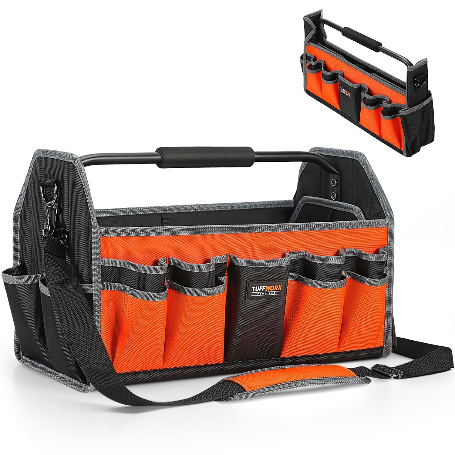 19 Inch Open Tool Tote Bag with Heavy-Duty Handle for Electrician